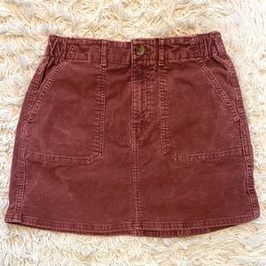 American Eagle Burgundy Corduroy Mini Skirt